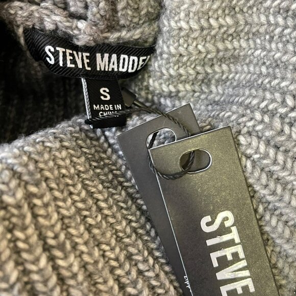 Steve Madden Gray Rhinestone Studded Knit Turtleneck Sweater Sz Small NEW - Picture 8 of 9